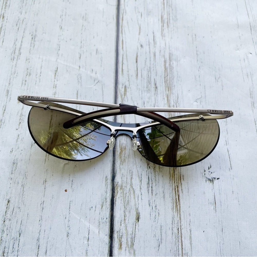 Cerruti 1881 Brown Lense Rimless Wrap Metal Arm Sunglasses C7217 A 120 - Picture 7 of 9